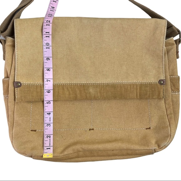 Fossil Tan Canvas Crossbody Messenger Bag - Vintage - Foldover - Picture 3 of 15